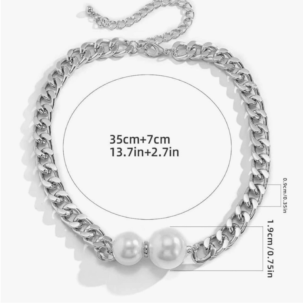 Bespoke Silver Curb Chain with Majestic Pearl Choker - Picture 5 of 5